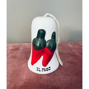 Vintage 1997 EL PASO Chili Pepper Bell Ornament Hanging Decor 3.75” tall x 2.5”w